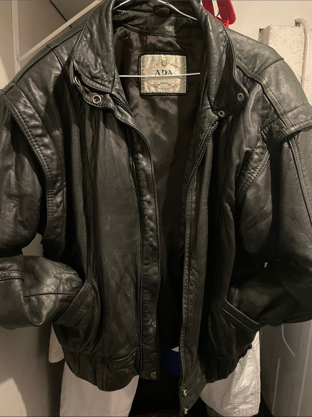 Ada Black Leather Bomber Jacket
